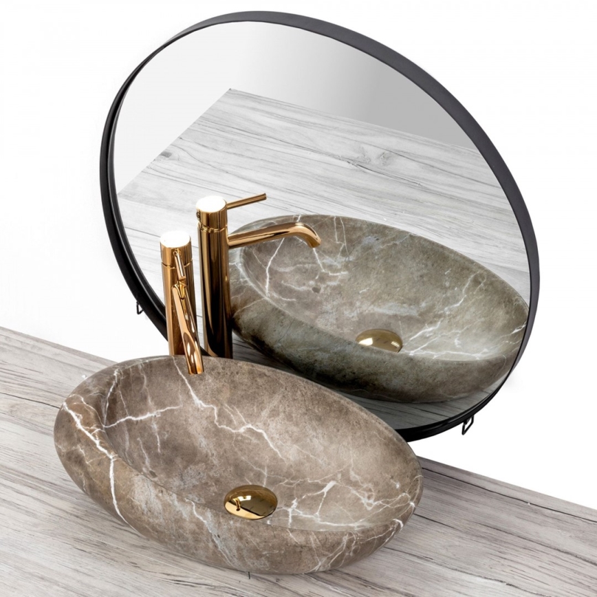 REA-U6650 - Lavabo sobre encimera ROXY 31x49 cm cerámica/gris/decoración de mármol