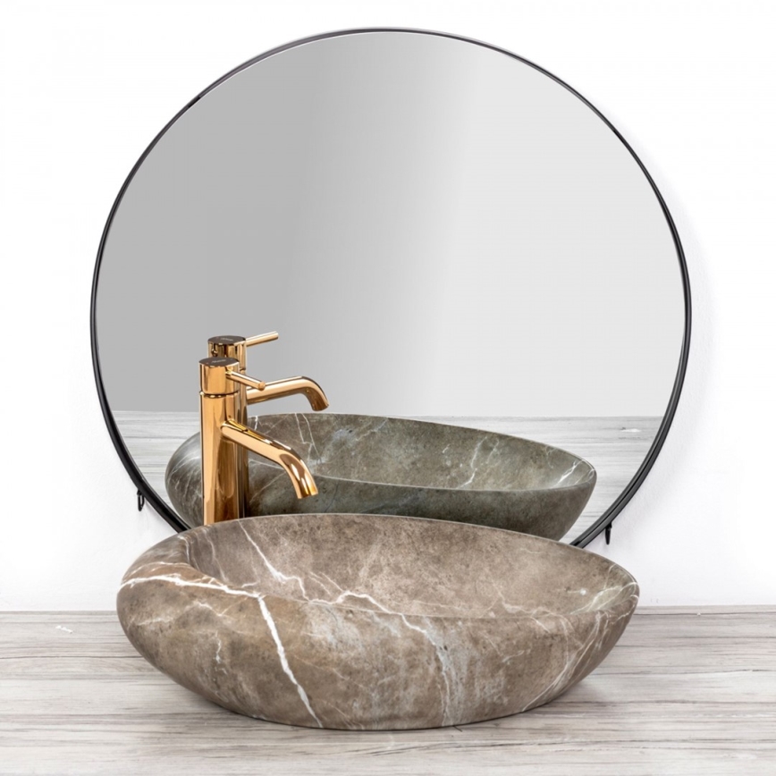 REA-U6650 - Lavabo sobre encimera ROXY 31x49 cm cerámica/gris/decoración de mármol