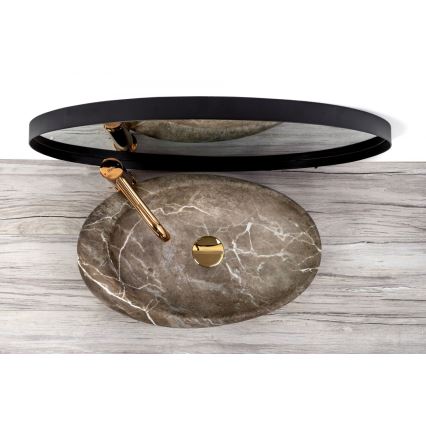 REA-U6650 - Lavabo sobre encimera ROXY 31x49 cm cerámica/gris/decoración de mármol