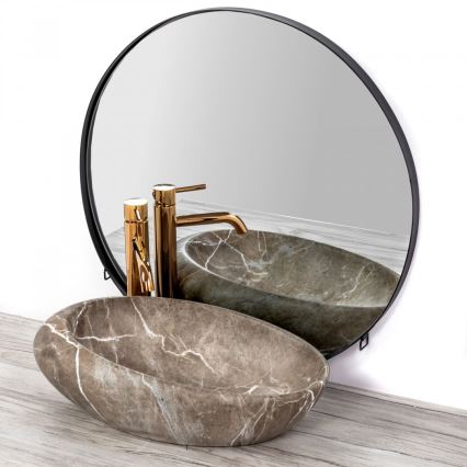 REA-U6650 - Lavabo sobre encimera ROXY 31x49 cm cerámica/gris/decoración de mármol