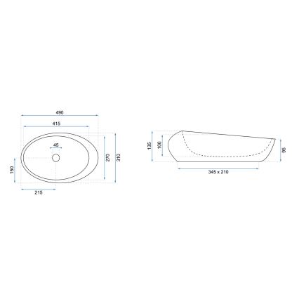 REA-U6650 - Lavabo sobre encimera ROXY 31x49 cm cerámica/gris/decoración de mármol