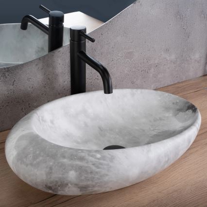 REA-U6651 - Lavabo para encimera ROXY 31x49 cm cerámica/gris/imitación de piedra