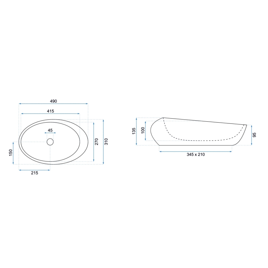 REA-U6651 - Lavabo para encimera ROXY 31x49 cm cerámica/gris/imitación de piedra