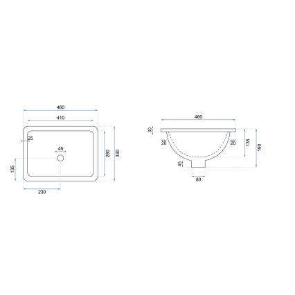 REA-U6653 - Lavabo empotrado ADELA 33x46 cm cerámica/blanco brillante
