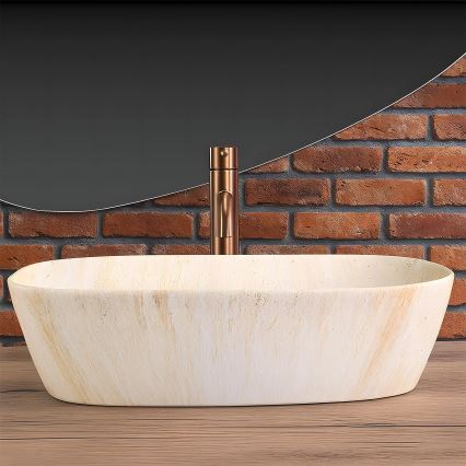 REA-U6689 - Lavabo sobre encimera FREJA 39,5x51 cm cerámica/beige/efecto piedra