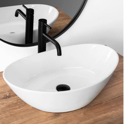 REA-U6801 - Lavabo sobre encimera KATE 33,5x55,5 cm cerámica/blanco brillante