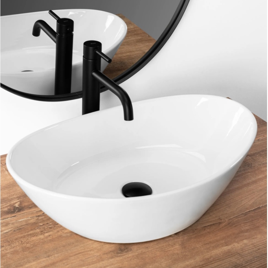 REA-U6801 - Lavabo sobre encimera KATE 33,5x55,5 cm cerámica/blanco brillante