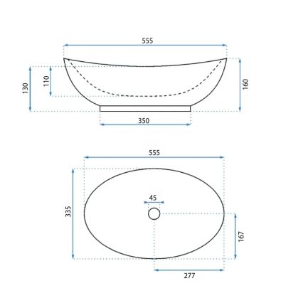 REA-U6801 - Lavabo sobre encimera KATE 33,5x55,5 cm cerámica/blanco brillante