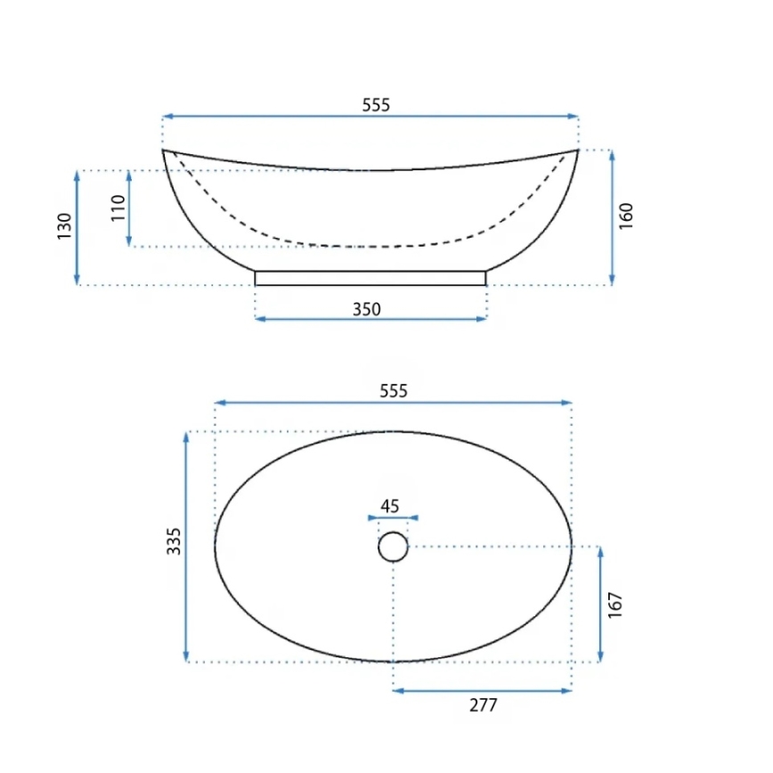REA-U6801 - Lavabo sobre encimera KATE 33,5x55,5 cm cerámica/blanco brillante
