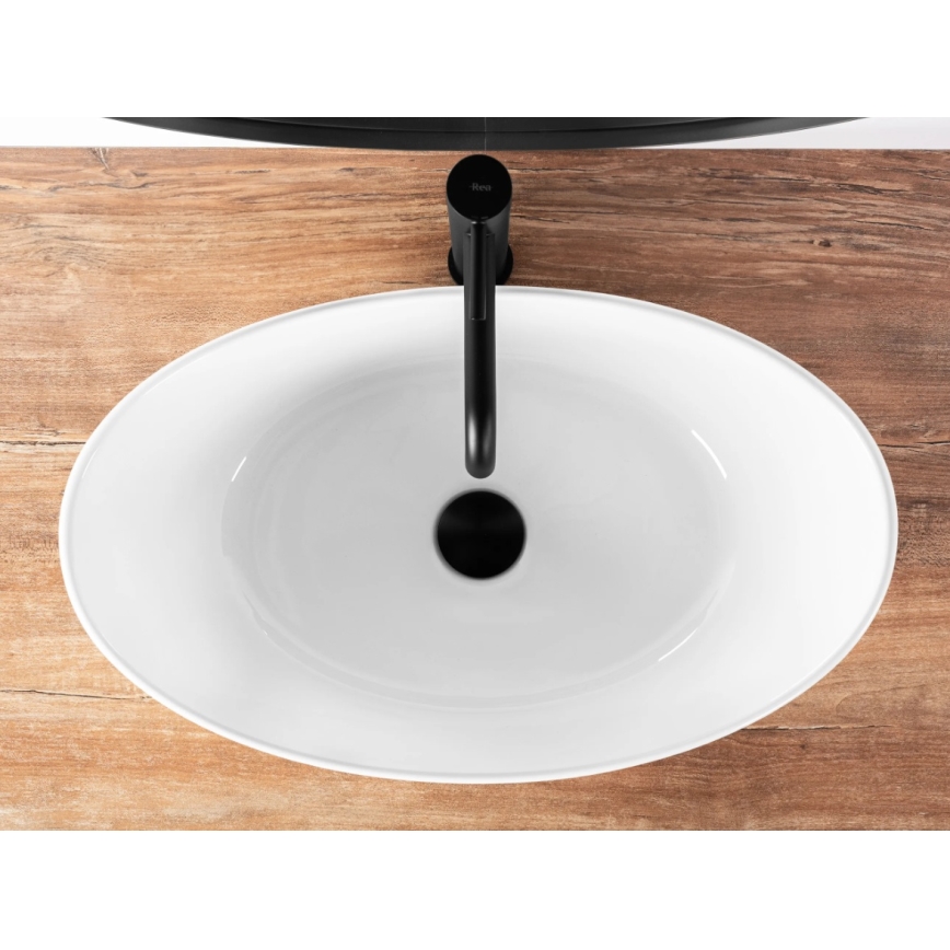 REA-U6802 - Lavabo sobre encimera KATE 27x45 cm cerámica/blanco brillante