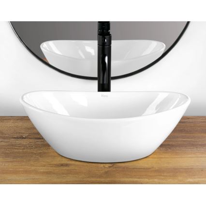 REA-U6802 - Lavabo sobre encimera KATE 27x45 cm cerámica/blanco brillante