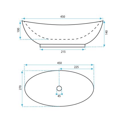 REA-U6802 - Lavabo sobre encimera KATE 27x45 cm cerámica/blanco brillante