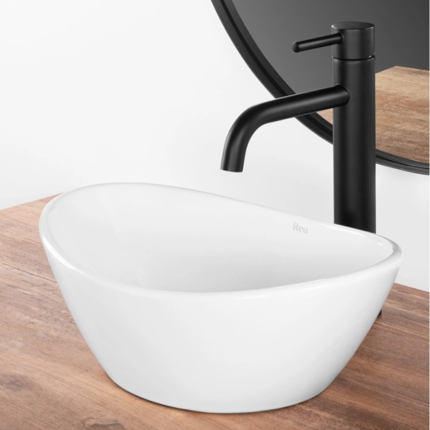 REA-U6803 - Lavabo sobre encimera KATE 24,5x36,5 cm cerámica/blanco brillante