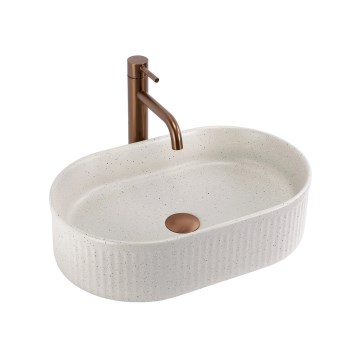 REA-U7342 - Lavabo sobre encimera VANDA 31x49 cm cerámica/beige/imitación de piedra