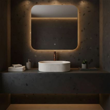 REA-U7342 - Lavabo sobre encimera VANDA 31x49 cm cerámica/beige/imitación de piedra