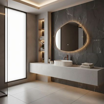 REA-U7342 - Lavabo sobre encimera VANDA 31x49 cm cerámica/beige/imitación de piedra