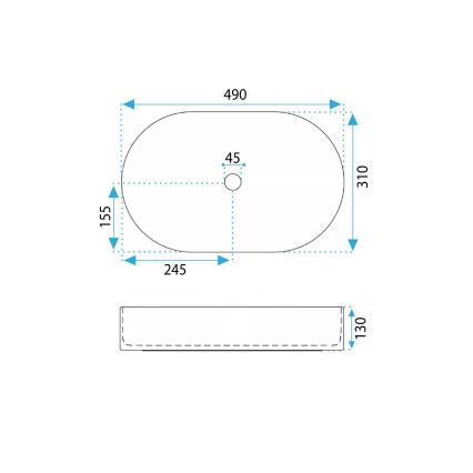 REA-U7342 - Lavabo sobre encimera VANDA 31x49 cm cerámica/beige/imitación de piedra
