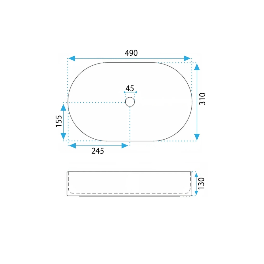 REA-U7342 - Lavabo sobre encimera VANDA 31x49 cm cerámica/beige/imitación de piedra