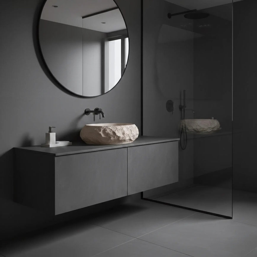 REA-U7347 - Lavabo sobre encimera MIKA 38x50 cm beige/imitación de piedra