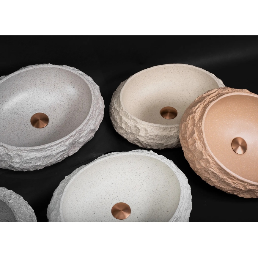 REA-U7347 - Lavabo sobre encimera MIKA 38x50 cm beige/imitación de piedra