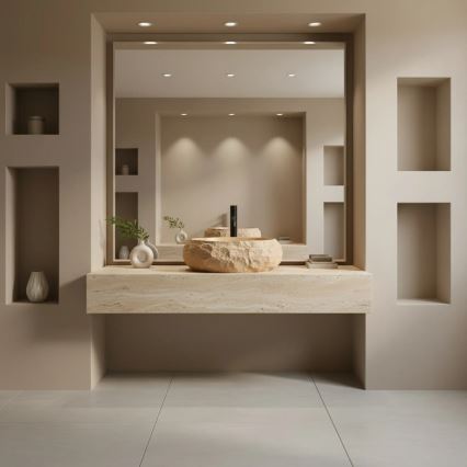 REA-U7348 - Lavabo sobre encimera MIKA 38x50 cm naranja/beige efecto piedra