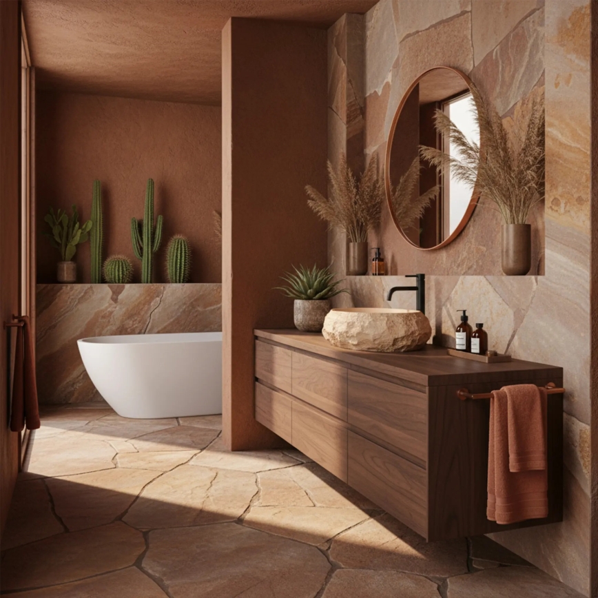 REA-U7348 - Lavabo sobre encimera MIKA 38x50 cm naranja/beige efecto piedra