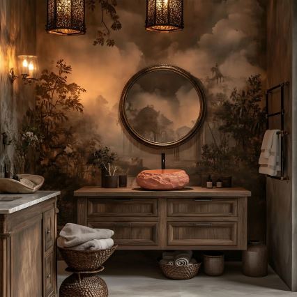 REA-U7349 - Lavabo de encimera MIKA 38x50 cm naranja/imitación de piedra