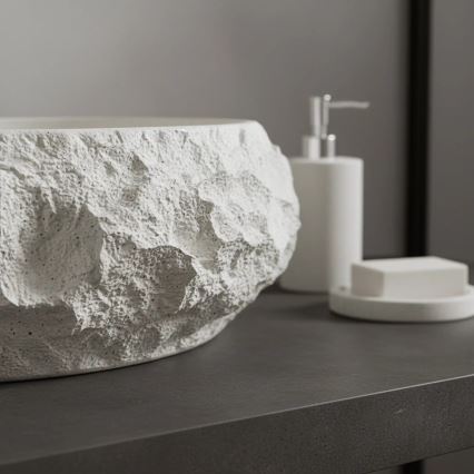 REA-U7350 - Lavabo sobre encimera MIKA 38x50 cm blanco/efecto piedra