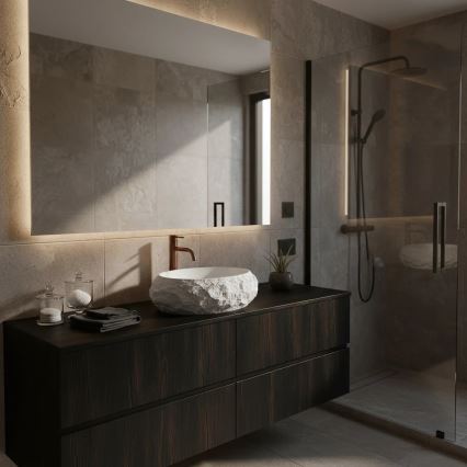 REA-U7350 - Lavabo sobre encimera MIKA 38x50 cm blanco/efecto piedra