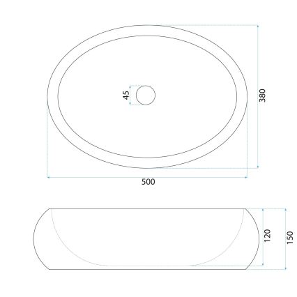 REA-U7350 - Lavabo sobre encimera MIKA 38x50 cm blanco/efecto piedra