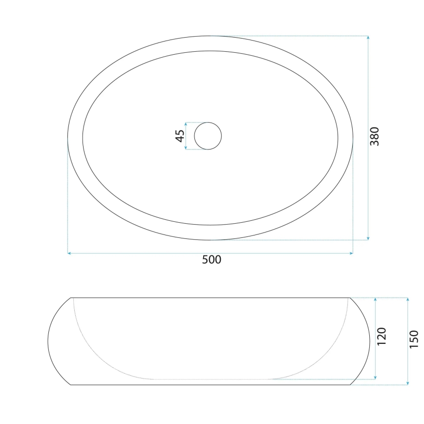 REA-U7350 - Lavabo sobre encimera MIKA 38x50 cm blanco/efecto piedra