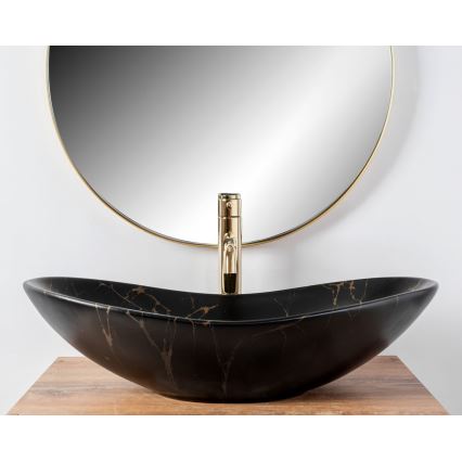 REA-U7478 - Lavabo sobre encimera ROYAL 36x62 cm cerámica/negro/efecto mármol
