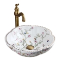 REA-U7504 - Lavabo sobre encimera FELICIA Ø 42,5 cm cerámica/motivo floral