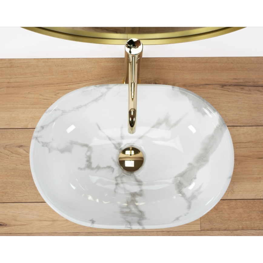 REA-U8001 - Lavabo sobre encimera AMELIA 34,5 x 48 cm cerámica/efecto mármol