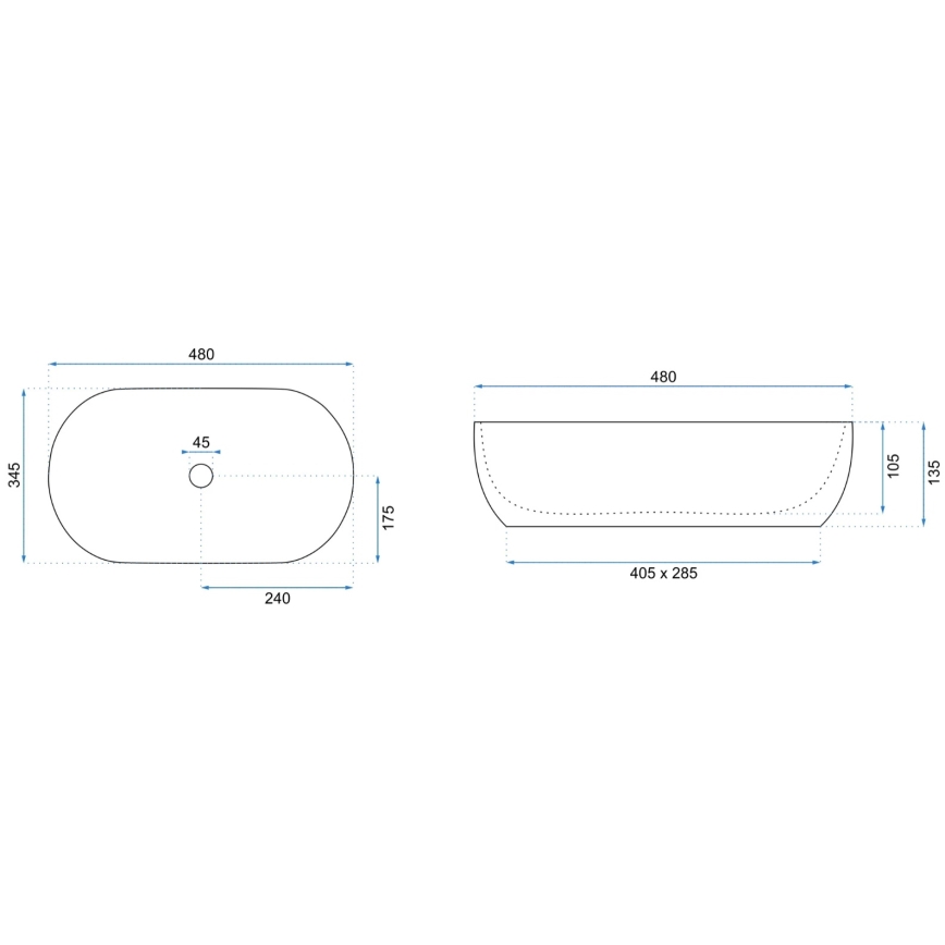 REA-U8001 - Lavabo sobre encimera AMELIA 34,5 x 48 cm cerámica/efecto mármol