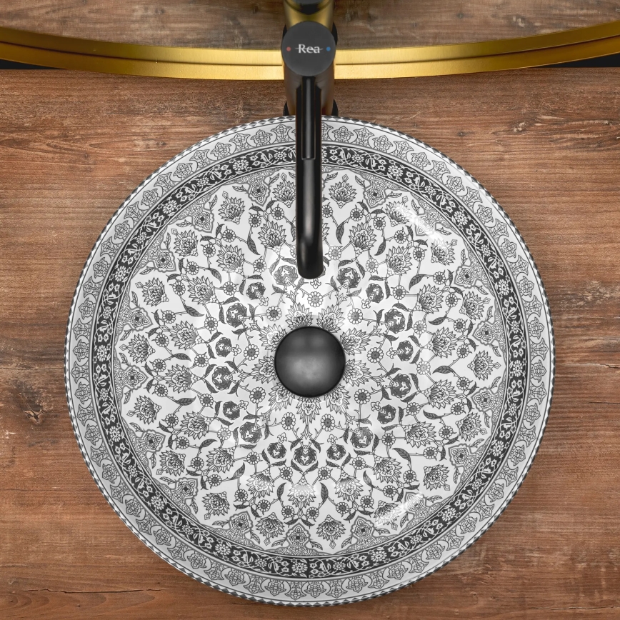 REA-U8002 - Lavabo sobre encimera ARTE 40 cm cerámica/blanco/negro