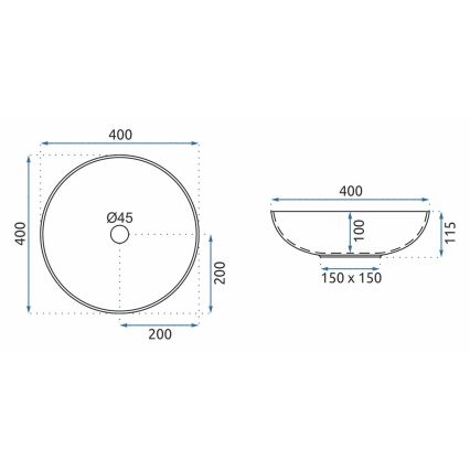 REA-U8002 - Lavabo sobre encimera ARTE 40 cm cerámica/blanco/negro