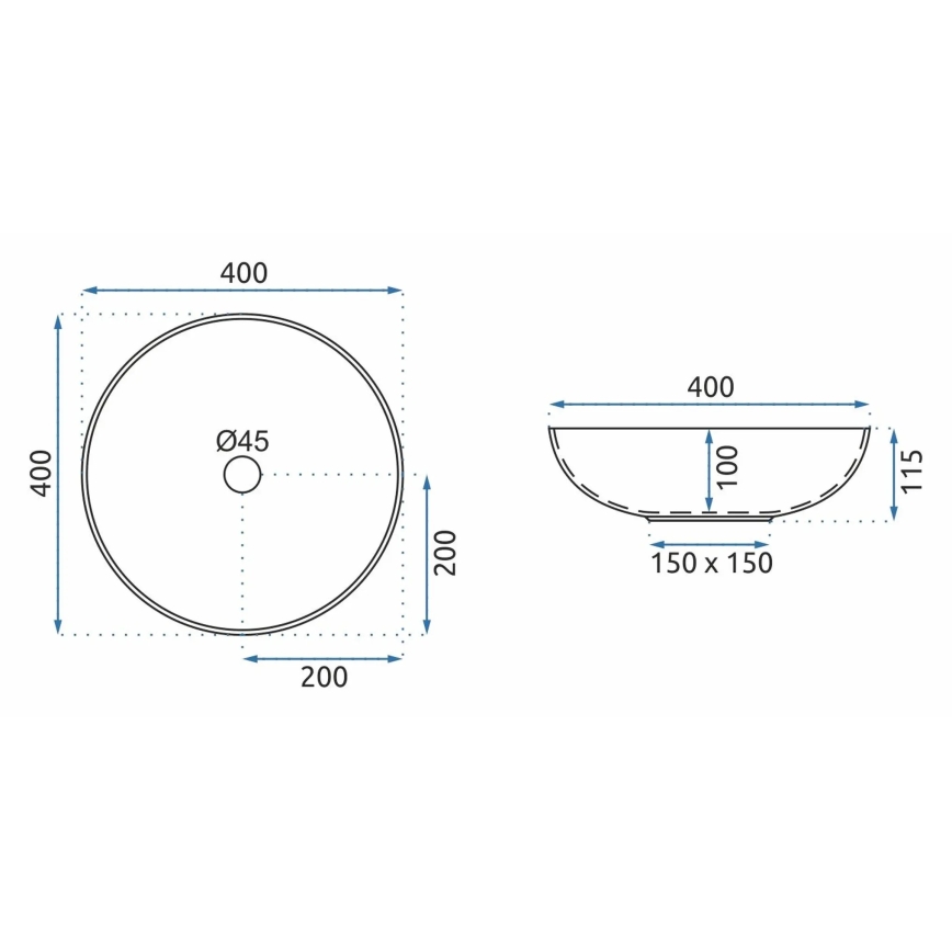 REA-U8002 - Lavabo sobre encimera ARTE 40 cm cerámica/blanco/negro