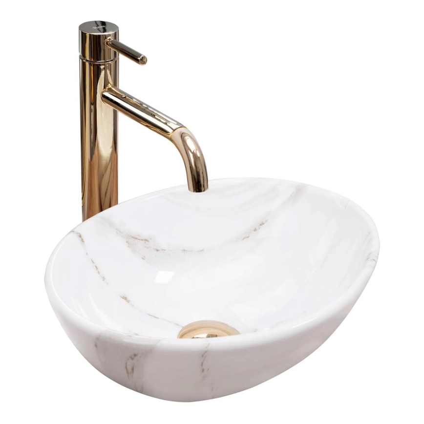 REA-U8014 - Lavabo sobre encimera SOFIA MINI 27x34 cm cerámica/efecto mármol