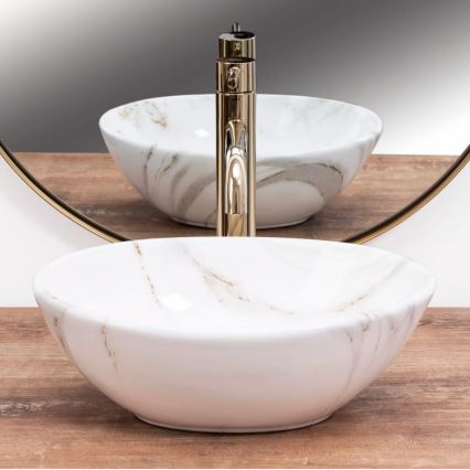 REA-U8014 - Lavabo sobre encimera SOFIA MINI 27x34 cm cerámica/efecto mármol