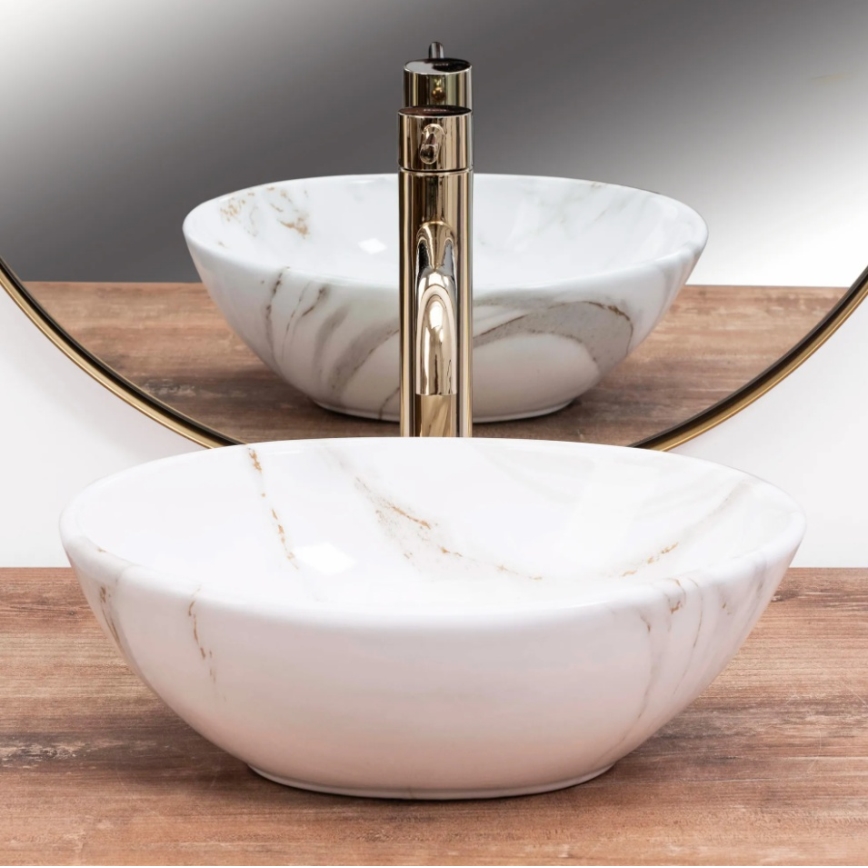 REA-U8014 - Lavabo sobre encimera SOFIA MINI 27x34 cm cerámica/efecto mármol