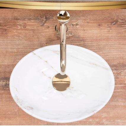 REA-U8014 - Lavabo sobre encimera SOFIA MINI 27x34 cm cerámica/efecto mármol