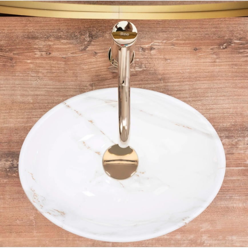 REA-U8014 - Lavabo sobre encimera SOFIA MINI 27x34 cm cerámica/efecto mármol