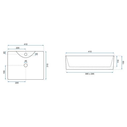 REA-U8196 - Lavabo sobre encimera KELLY MINI 31x41 cm cerámica/blanco brillante