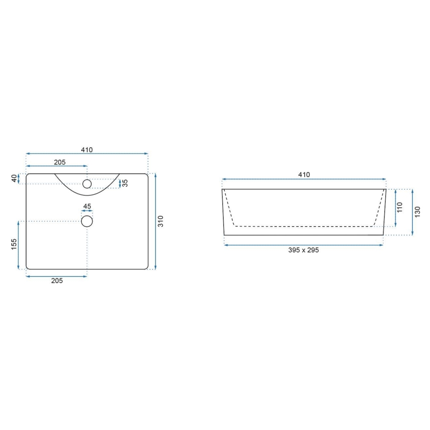 REA-U8196 - Lavabo sobre encimera KELLY MINI 31x41 cm cerámica/blanco brillante