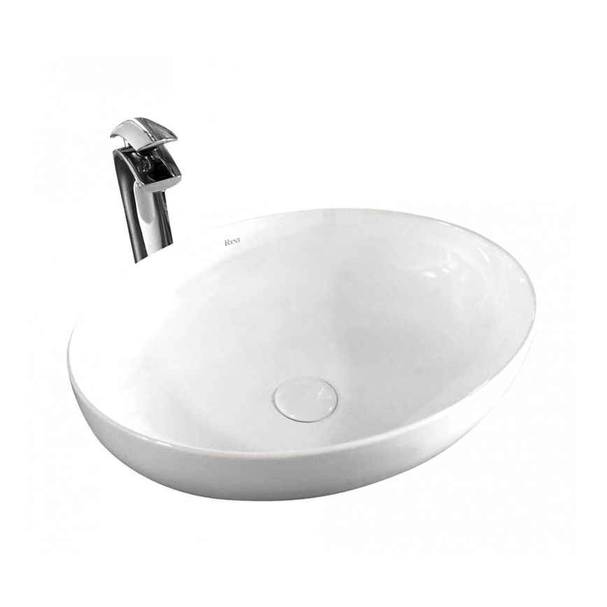 REA-U8198 - Lavabo sobre encimera CAROLA SLIM 39x51,5 cm cerámica/blanco brillante
