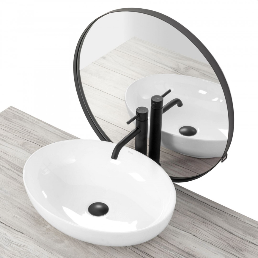 REA-U8198 - Lavabo sobre encimera CAROLA SLIM 39x51,5 cm cerámica/blanco brillante