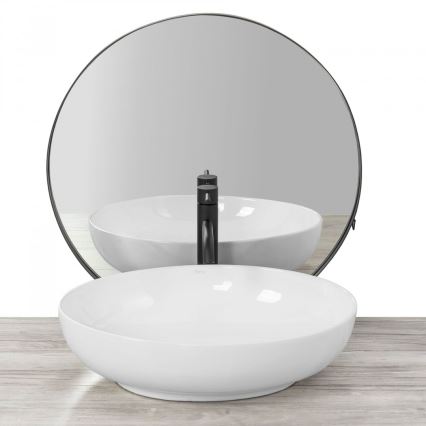 REA-U8198 - Lavabo sobre encimera CAROLA SLIM 39x51,5 cm cerámica/blanco brillante