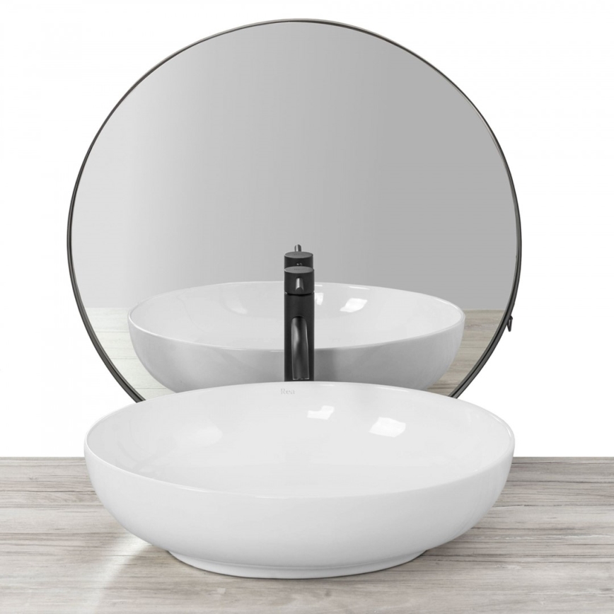 REA-U8198 - Lavabo sobre encimera CAROLA SLIM 39x51,5 cm cerámica/blanco brillante