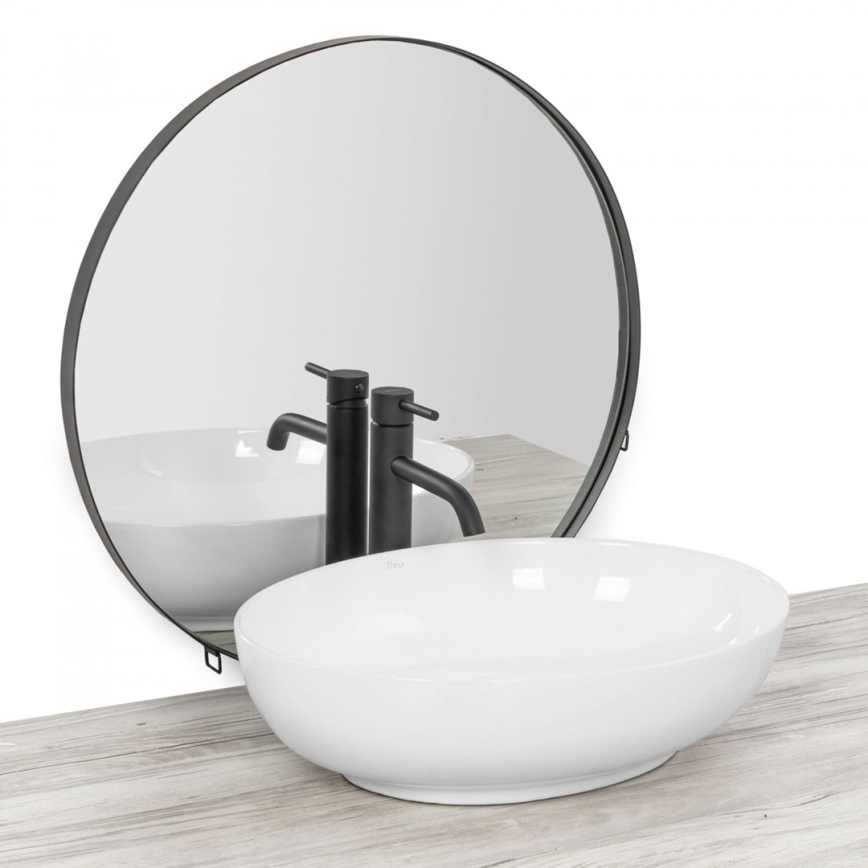 REA-U8198 - Lavabo sobre encimera CAROLA SLIM 39x51,5 cm cerámica/blanco brillante